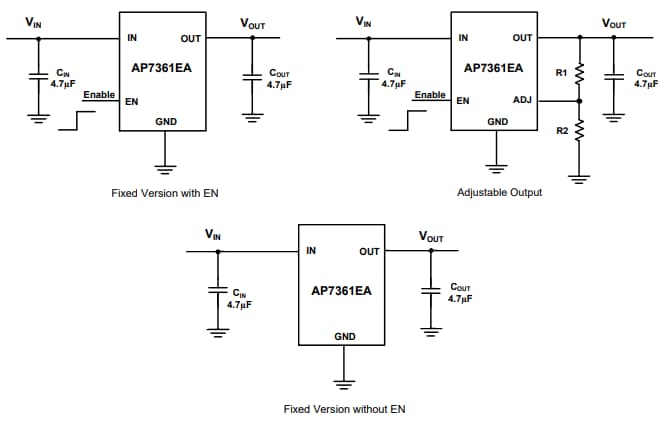 Application Circuit Diagram - Diodes Incorporated AP7361EA 1A Linear Regulators